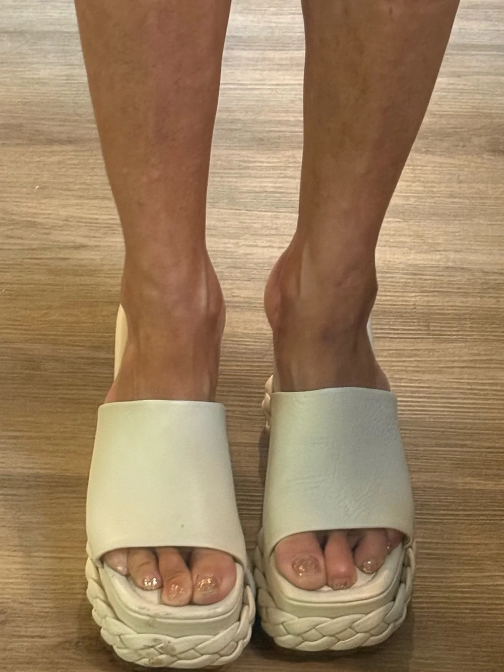 Dolce Vita White Braided Platform Slide Sandals